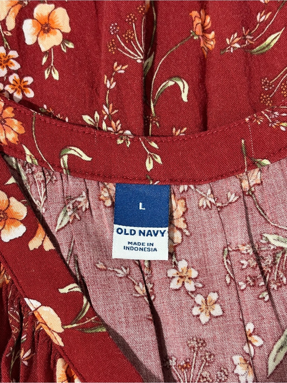 Old Navy Burgundy Floral V‑Neck Mini Dress - Picture 4 of 7